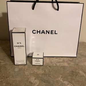 New in Box full size 1.7 ounce Chanel No. 5 edt and mini body cream Christmas